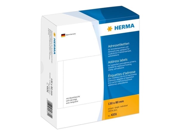 HERMA - Hvit - 80 x 130 mm 500 etikett(er) adresselapper
