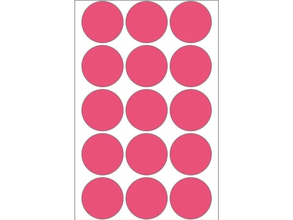 HERMA - Permanet adhesiv - lysende rød - 32 mm rund 360 etikett(er) (24 ark x 15) merkelapper