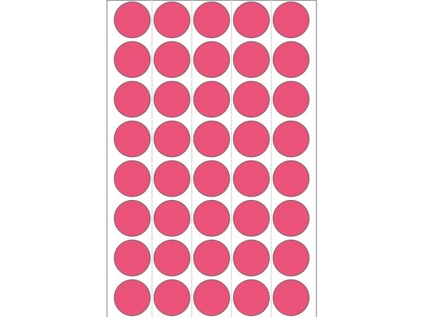 HERMA - Permanet adhesiv - lysende rød - 19 mm rund 960 etikett(er) (24 ark x 40) merkelapper