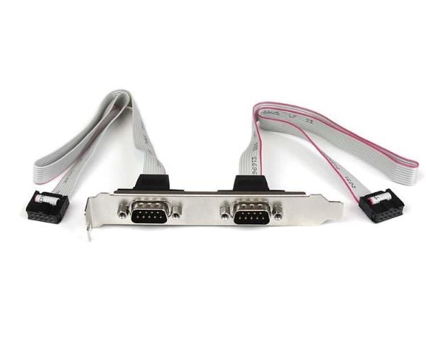 StarTech 2 Port 16in DB9 Serial Port BRacket to 10 Pin Header - DB9 bRacket - DB9 Header - Serial Port bRacket (PLATE9M2P16) - Serielt panel - DB-9...
