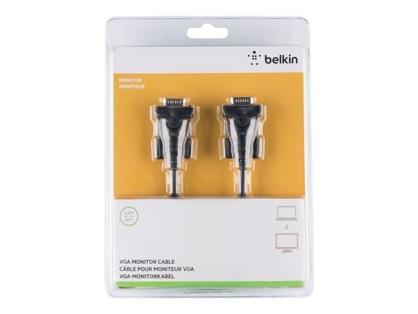 Belkin PC Monitor Cable - VGA-kabel - HD-15 (VGA) (hann) til HD-15 (VGA) (hann) - 1.8 m - formstøpt, flertrådet, tommelskruer