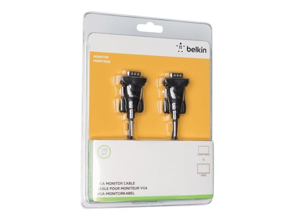 Belkin PC Monitor Cable - VGA-kabel - HD-15 (VGA) (hann) til HD-15 (VGA) (hann) - 1.8 m - formstøpt, flertrådet, tommelskruer
