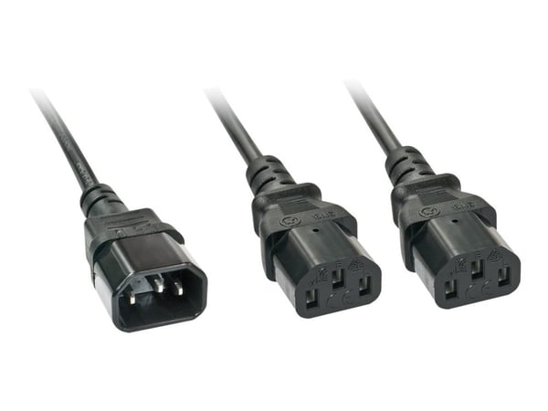 Lindy 30039, 2 m, C14 liitin, 2 x C13 liitin