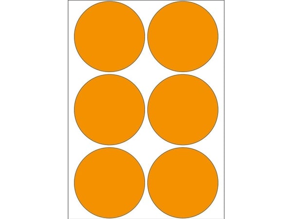 HERMA - Papir - permanet adhesiv - luminøs oransje - 50 mm rund 144 rull(er) (24 ark x 6) flerbruks merkelapper