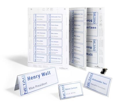 DURABLE - Hvit - 60 x 90 mm - 150 g/m² - 160 kort (20 ark x 8) navneskiltkort - for P/N: 8003-19, 8106-03, 8106-06, 8106-19, 8603-19, 8612-19