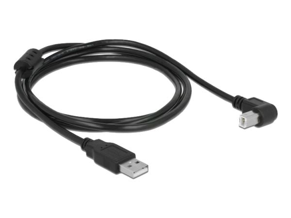 DeLOCK - USB-kaapeli - USB (han) til USB Type B (han) - USB 2.0 - 1,5 m - 90° stikforbindelse - sortti