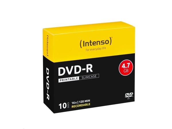 Intenso - 10 x DVD-R (G) - 4.7 GB (240 min) 16x - blekkstråleskrivbar overflate - smalt cover