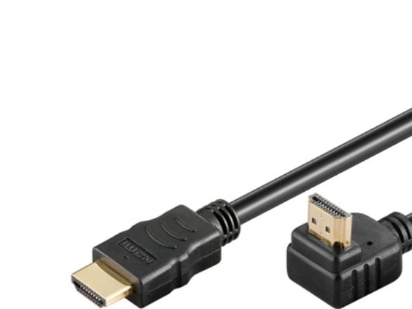PremiumCord HDMI+Ethernet, M/M 90, 2m, 2 m, HDMI-tyyppi A (vakio), HDMI-tyyppi A (vakio), 4096 x 2160 pikseliä, 3D, Musta