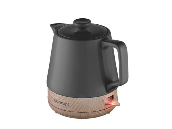 RK0062 Ceramic kettle 1 l, gray with "wood look" on the base.