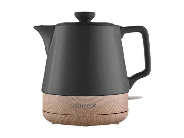 RK0062 Ceramic kettle 1 l, gray with "wood look" on the base.