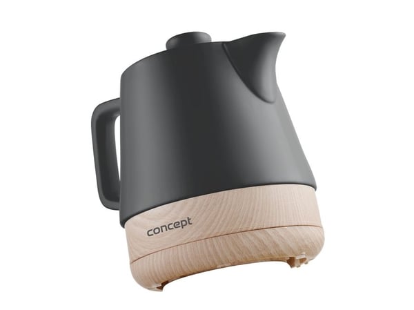 RK0062 Ceramic kettle 1 l, gray with "wood look" on the base.