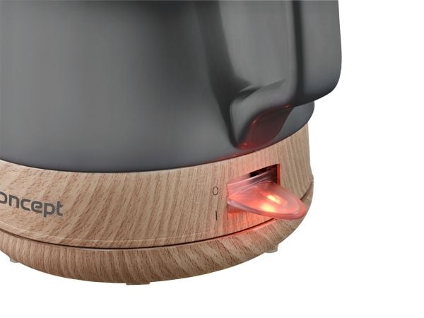 RK0062 Ceramic kettle 1 l, gray with "wood look" on the base.