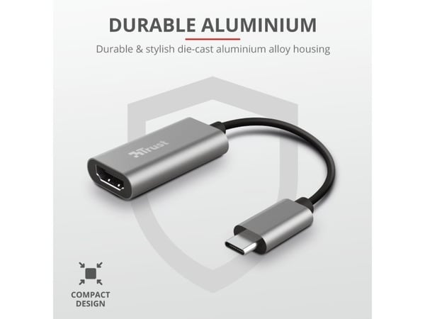Trust Dalyx - Video adapter - HDMI hunn til 24 pin USB-C hann - 20 cm - 4K-støtte, 1080p-støtte