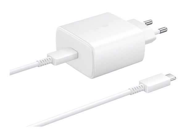 Samsung Travel Adapter EP-TA845 - Strømadapter - 45 watt - 3 A - SFC 2.0 (USB-C) - på kabel: USB-C - hvit - for Galaxy A20, A50, A70, A8s, M30, M40...