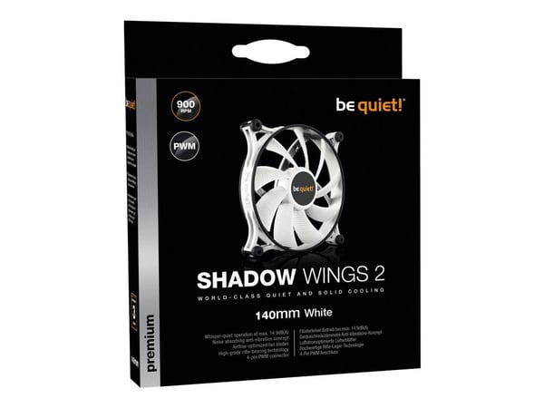 be quiet! Shadow Wings 2 PWM - Kabinettvifte - 140 mm - hvit