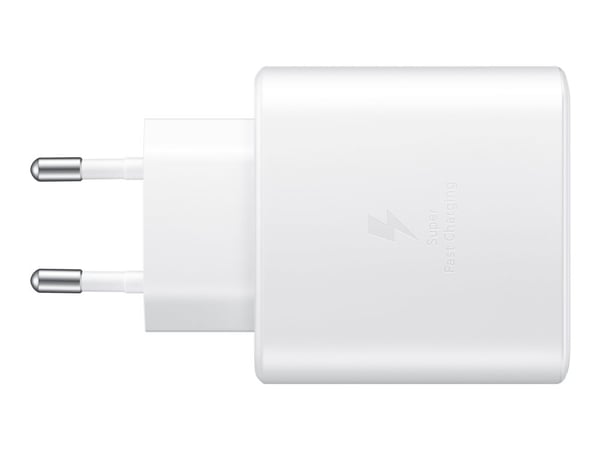 Samsung Travel Adapter EP-TA845 - Strømadapter - 45 watt - 3 A - SFC 2.0 (USB-C) - på kabel: USB-C - hvit - for Galaxy A20, A50, A70, A8s, M30, M40...