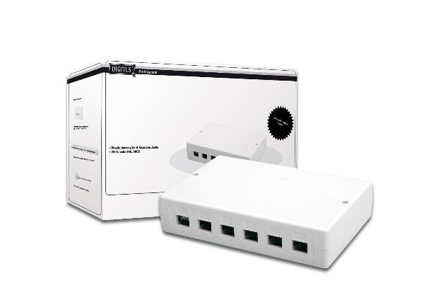 DIGITUS - Modulært innføringshus - hvit, RAL 9010 - 6 porter
