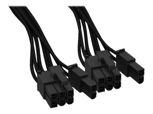 BeQuiet Computer, Strøm Kabel [2x ATX-stik 8-pol. (6+2) - 1x 12 PIN-stik (strømforsyning) ] 0.60 m Sort