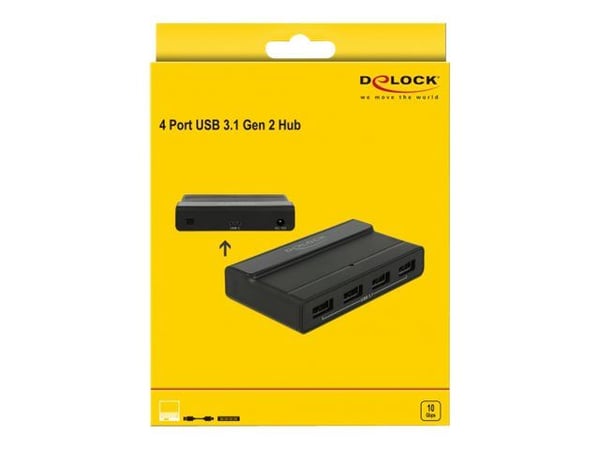 Delock External USB 3.1 Hub 4 Port with 10 Gbps - Hub - 4 x USB 3.1 Gen 2 - stasjonær