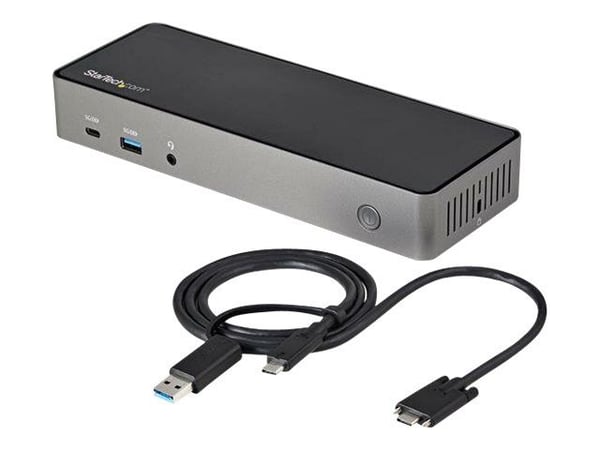 StarTech.com USB-C- och USB-A-dockningsstation - Universal hybriddockningsstation för trippla bildskärmar, DisplayPort och HDMI 4K 60 Hz - 85 W str...