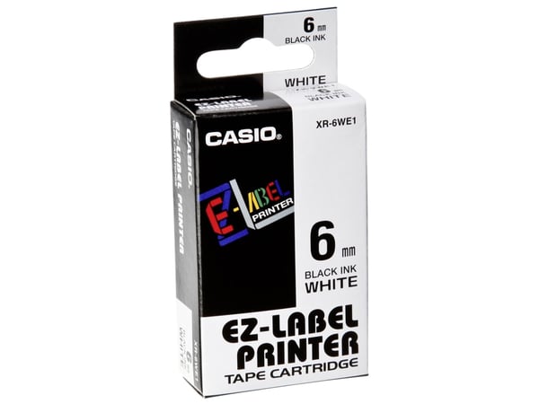 Casio XR-6WE - Selvklebende - svart på hvitt - Rull (0,6 cm x 8 m) 1 kassett(er) etiketteringstape - for KL 170, 60, 60SR, 780