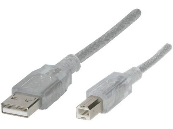 Renkforce RF-4538148, 3 m, USB A, USB B, USB 2.0, 480 Mbit/s, Läpinäkyvä