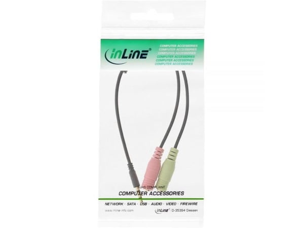 InLine 99302K, 3.5mm, Hankjønn, 2 x 3.5mm, Hunkjønn, 2 m, Sort