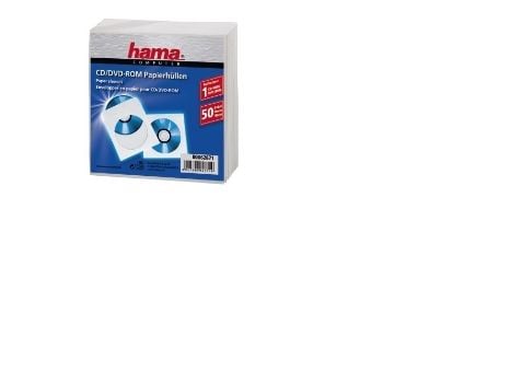 Hama CD-ROM Paper Sleeves 50, White, 50 levyt, Valkoinen, 128 mm, 126 mm, 20 mm, 131 g