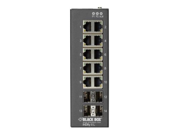 Black Box Industrial Managed Ethernet Switch - Switch - Styrt - 10 x 10/100/1000 + 4 x SFP - stasjonær, DIN-skinnemonterbar, veggmonterbar