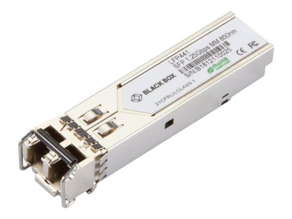 Black Box - SFP (mini-GBIC) transceivermodul - LC multimodus - opp til 550 m - 850 nm - for P/N: EMD2000SE-DP-T Black Box - SFP (mini-GBIC) transceivermodul - LC multimodus - opp til 550 m - 850 nm - for P/N: EMD2000SE-DP-T