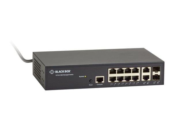 Black Box Gigabit Ethernet Managed Switch - Kytkin - L2+ - Hallittu - 10 x 10/100/1000 + 2 x jaettu Gigabit SFP - työpöytä, telineasennettava - AC ...