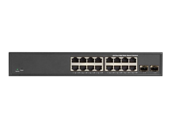BLACK BOX LGB2000-serien Gigabit Ethernet Web Smart Switch (16) 10/100/1000-Mbps koppar RJ45, (2) 100/1000-Mbps SFP