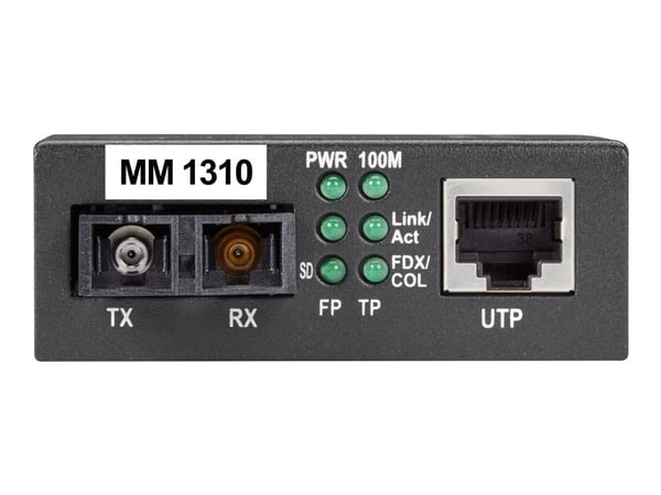 Black Box Pure Networking Kupari-kuitu mediamuunnin 10/100BASE-TX - 100BASE-FX, Multimode SC, 1310-nm, 2-km - Fibermedieomformer - 100Mb LAN - 10Ba...