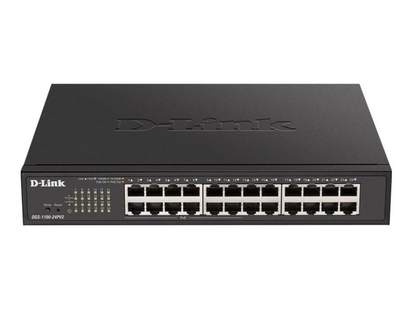 D-Link DGS-1100-24PV2, Hallittu, L2, Gigabit Ethernet (10/100/1000), Täysin kaksipuolinen, Power over Ethernet -tuki, Telineasennus