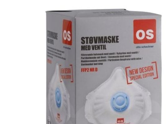 Støvmaske FFP2V m/ventil - Klasse FFP2 NR D - V, med udåndingsventil - pakke a 12stk