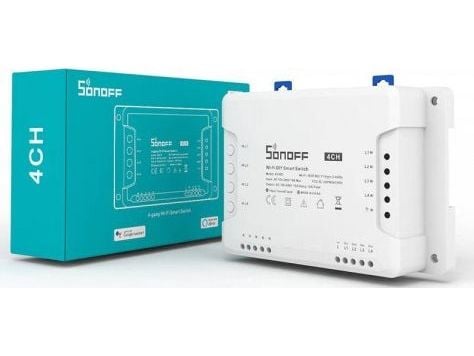 Sonoff 4CHPROR3, Älykytkin, Langaton, 2483 MHz, Valkoinen, WPA, WPA2, 120 - 240 V
