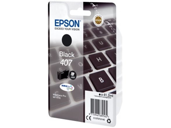 Epson 407 - 41.2 ml - L-størrelse - svart - original - blekkpatron - for WorkForce Pro WF-4745, WF-4745DTWF