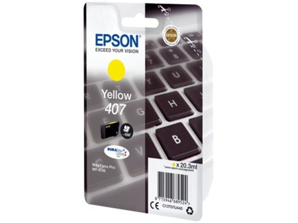 Epson 407 - 20.3 ml - L-størrelse - gul - original - blekkpatron - for WorkForce Pro WF-4745, WF-4745DTWF