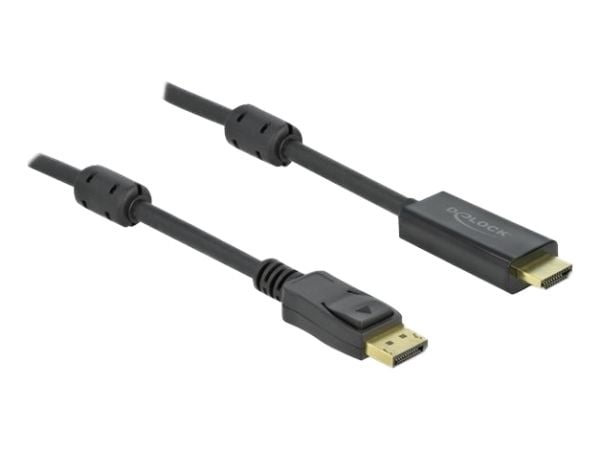 Delock - Adapterkabel - DisplayPort hann låsing til HDMI hann - 2 m - trippel beskyttelse - svart - 4K-støtte, aktiv