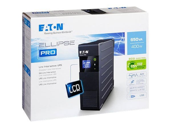 Eaton Ellipse PRO 1600 - UPS - AC 230 V - 1000 Watt - 1600 VA - 9 Ah - USB - utgångskontakter: 8 - 2U - 19" Eaton Ellipse PRO 1600 - UPS - AC 230 V - 1000 Watt - 1600 VA - 9 Ah - USB - utgångskontakter: 8 - 2U - 19"