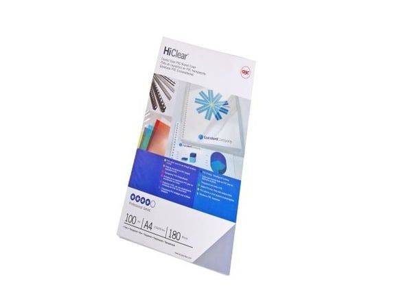 GBC Innbindingsomslag HiClear PVC A3 240my Superklar, A3, Polyvinylklorid (PVC), Gjennomsiktig, 0,24 mm, 100 stykker