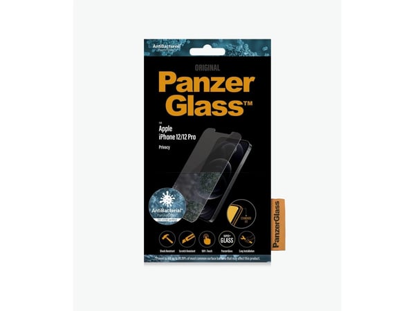 PanzerGlass™ | Privacy Edition - Skjermbeskytter for mobiltelefon - Standard passform - Krystallklar | Apple iPhone 12/12 Pro