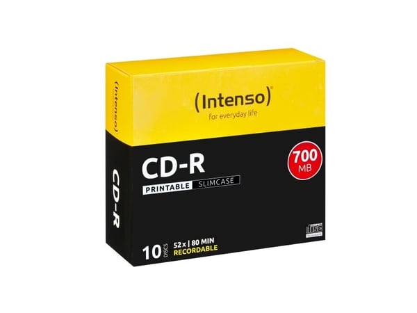 Intenso CD-R 700MB, 52x, CD-R, 120 mm, 700 MB, SlimCase, 10 kpl