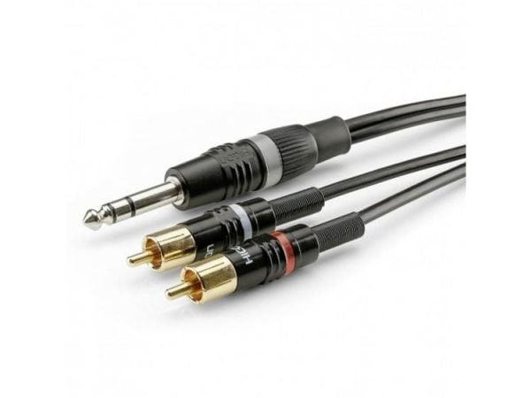 Sommer Cable HBP-6SC2-0600 Jack/Phono lydtilkoblingskabel [2x Cinch-kontakt – 1x Jack-kontakt 6,3 mm (stereo)] 6,00 m svart