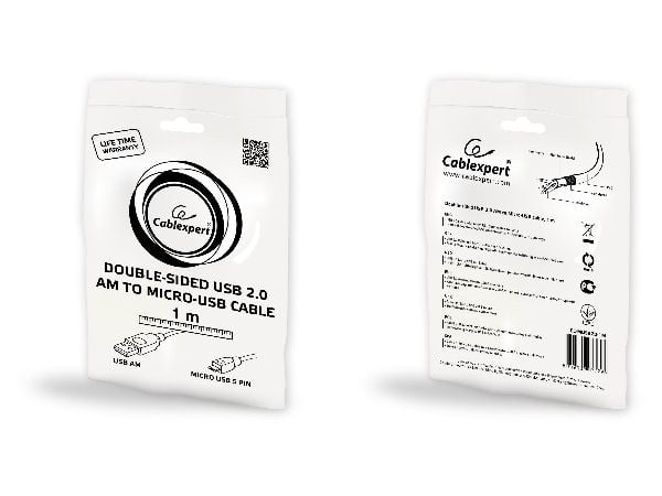 Gembird CC-MUSB2D-1M - USB-kabel - Micro-USB type B (hann) til USB (hann) - USB 2.0 - 1 m - svart
