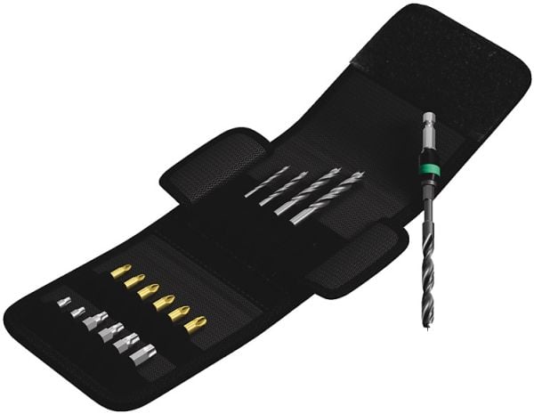 Wera 849/855/867/18, Multi-verktøy, Drill bit set, Høyrehåndsrotasjon, Metall, Sylindrisk Skaft, Sort, Gull, Rustfritt stål