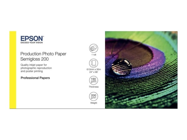 Epson Production - Polyetylen (PE) - halvblank - mikroporøs - 200 mikroner - Rull (60,96 cm x 30 m) - 200 g/m² - 1 rull(er) fotopapir - for SureCol...