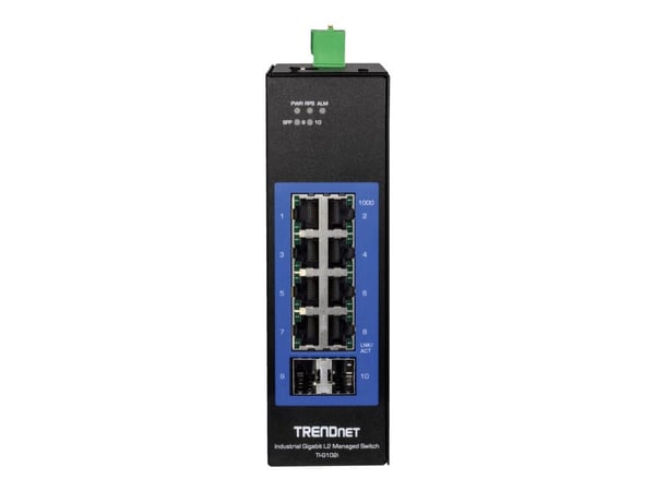 TRENDnet TI-G102i - Industrial - switch - Administrerad - 8 x 10/100/1000 + 2 x Gigabit SFP - DIN-skenmonterbar - likström - TAA-kompatibel