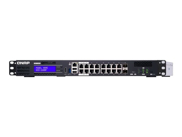 QNAP QGD-1600P, Hallittu, Gigabit Ethernet (10/100/1000), Täysin kaksipuolinen, Power over Ethernet -tuki, Telineasennus, 1U