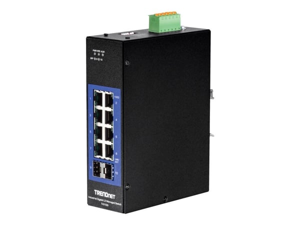 TRENDnet TI-G102i - Industrial - switch - Administrerad - 8 x 10/100/1000 + 2 x Gigabit SFP - DIN-skenmonterbar - likström - TAA-kompatibel